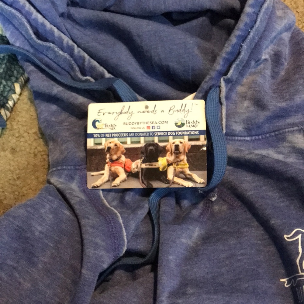 Women’s Sz S NWT BUDDY BY THE SEA Comfort Hoodie in a washed blue iris color - Picture 7 of 9